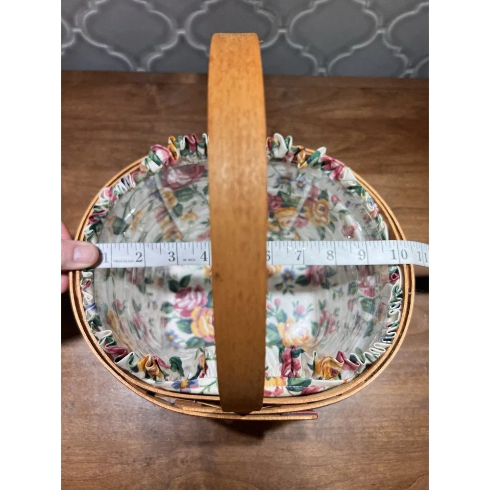 Longaberger Easter Basket 1995 With Floral Liner‎ And Plastic Protector